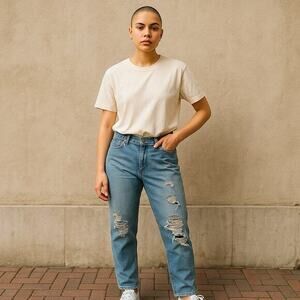 Women's 3x Blue Light Wash Distressed Stretch‎ Skinny Fit Jeans